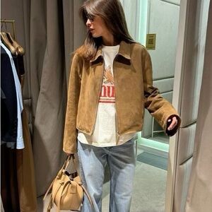 Relativity Tan Suede Leather Jacket Size medium